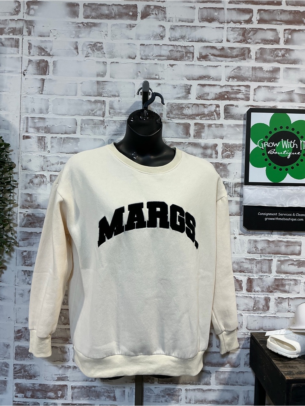 MARGS. Crewneck Sweatshirt - Cream with Black Logo large/XL